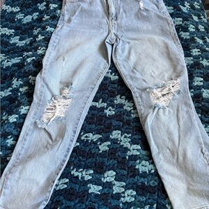 SO Light Blue Distressed Straight Leg Pants